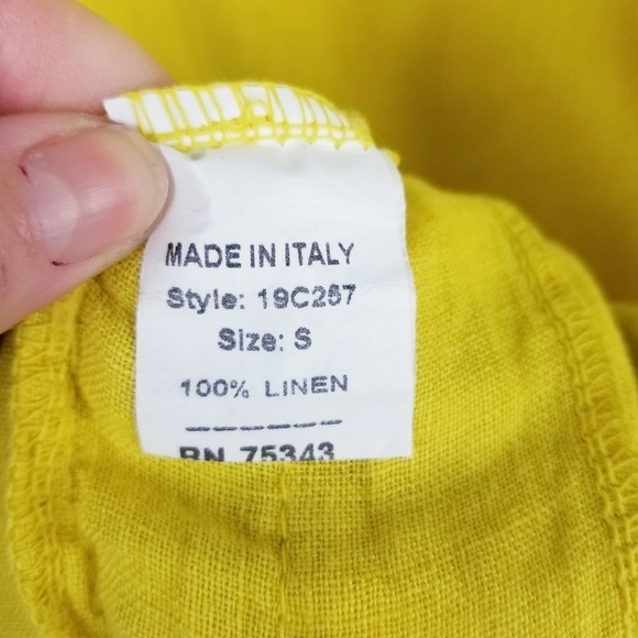 Francesca Bettini Italian Yellow Linen Top NWT size Small - Picture 9 of 11